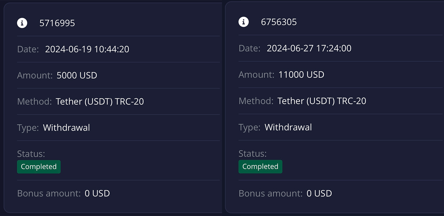 Hamza's trading results